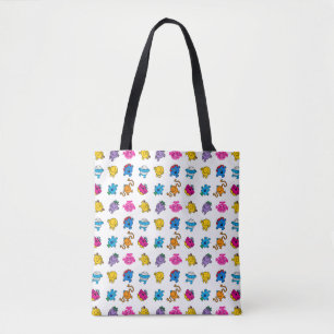 Mr Men & Little Miss Dancing Neon Pattern Tote Bag