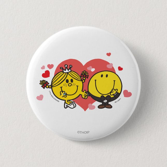 Mr. Men Little Miss Happy Sunshine Wedding Button (Front)