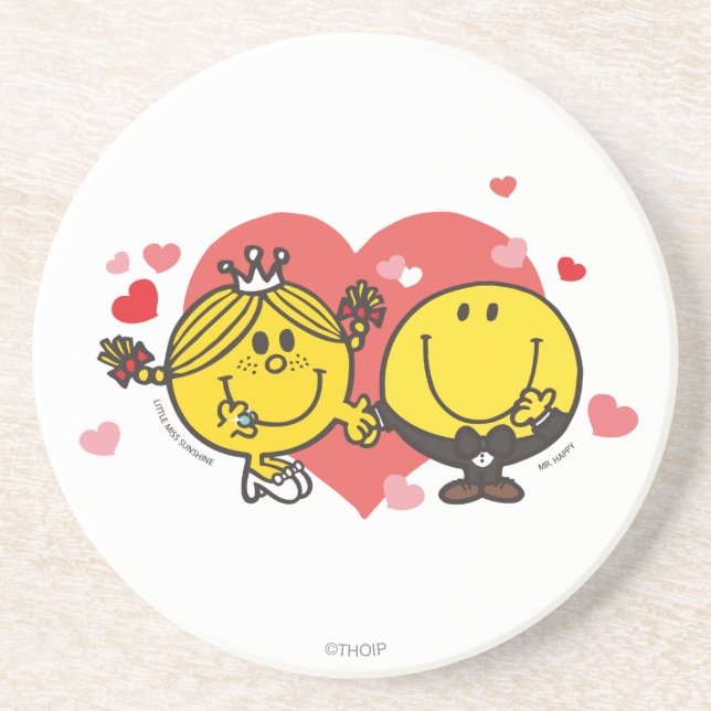 Mr. Men Little Miss Happy Sunshine Wedding Drink Coaster (Front)