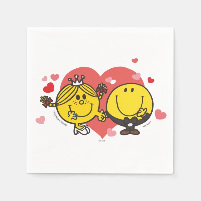 Mr. Men Little Miss Happy Sunshine Wedding Paper Napkins (Front)