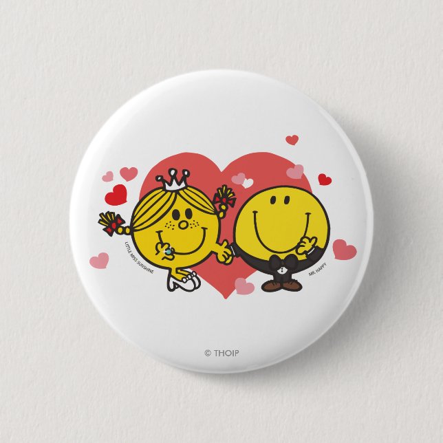 Mr. Men Little Miss Happy Sunshine Wedding Pinback Button (Front)
