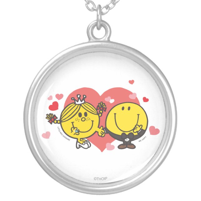 Mr. Men Little Miss Happy Sunshine Wedding Silver Plated Necklace (Front)