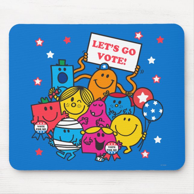 Mr. Men Little Miss Let's Go Vote! Mouse Pad (Front)