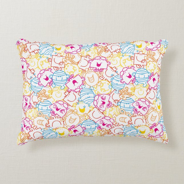 Mr Men & Little Miss | Neon Colors Pattern Accent Pillow (Front)
