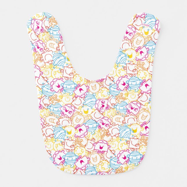 Mr Men & Little Miss | Neon Colors Pattern Baby Bib (Front)