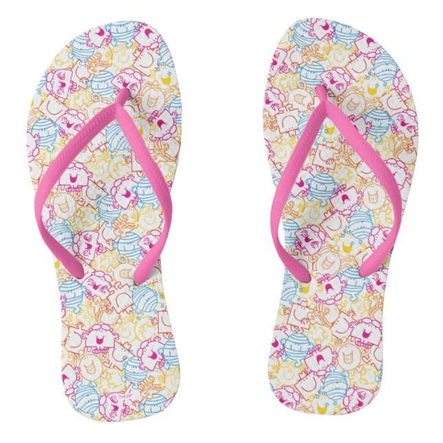 Mr Men & Little Miss | Neon Colors Pattern Flip Flops (Footbed)
