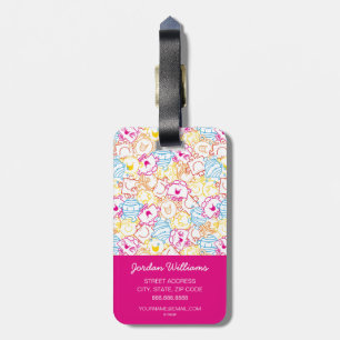 Mr Men & Little Miss Neon Colors Pattern Luggage Tag