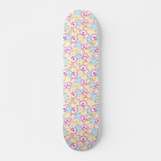 Mr Men & Little Miss | Neon Colors Pattern Skateboard (Front)