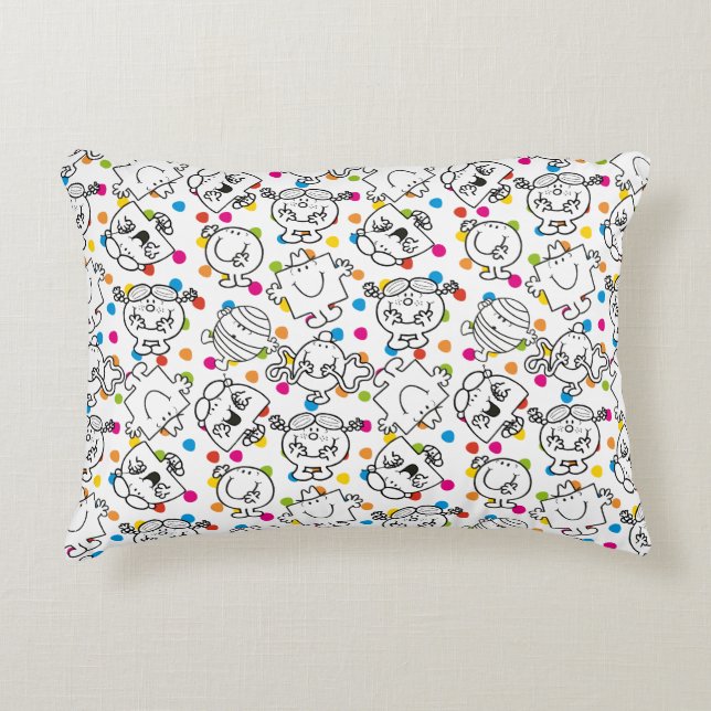 Mr Men & Little Miss | Rainbow Polka Dots Pattern Accent Pillow (Front)