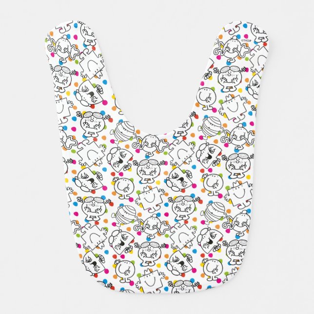 Mr Men & Little Miss | Rainbow Polka Dots Pattern Baby Bib (Front)