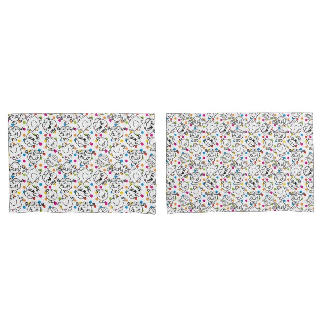 Mr Men & Little Miss | Rainbow Polka Dots Pattern Pillowcase (Front-Set)