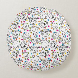 Mr Men & Little Miss Rainbow Polka Dots Pattern Round Pillow