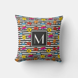 Mr Men & Little Miss Stripes Pattern Monogram Throw Pillow