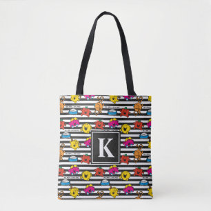 Mr Men & Little Miss Stripes Pattern Monogram Tote Bag