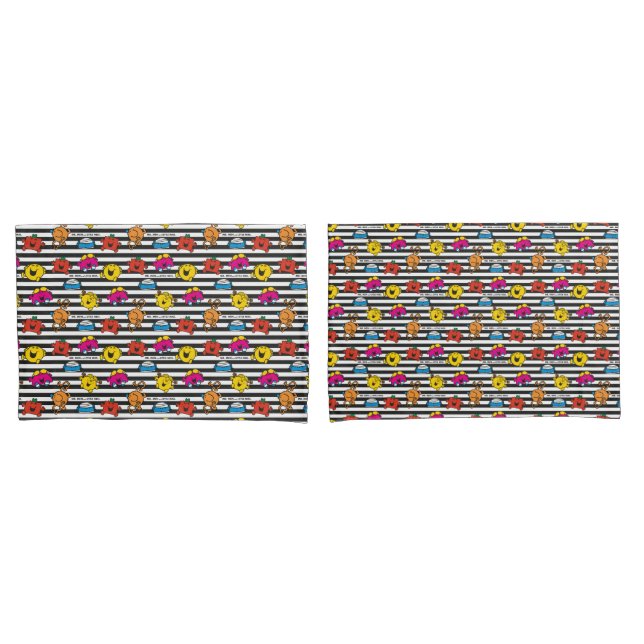 Mr Men & Little Miss | Stripes Pattern Pillow Case (Front-Set)