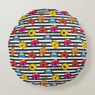 Mr Men & Little Miss Stripes Pattern Round Pillow