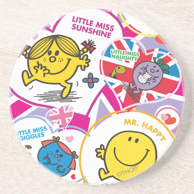Mr. Men & Little Miss UK Hearts Drink Coaster (Front)