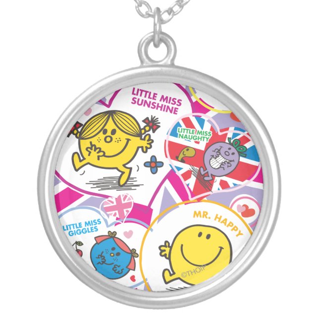 Mr. Men & Little Miss UK Hearts Silver Plated Necklace (Front)
