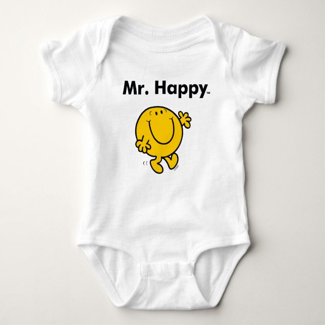 Mr. Men | Mr. Happy Is Always Happy Baby Bodysuit (Front)