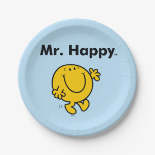 Mr. Men Mr. Happy Is Always Happy Paper Plates