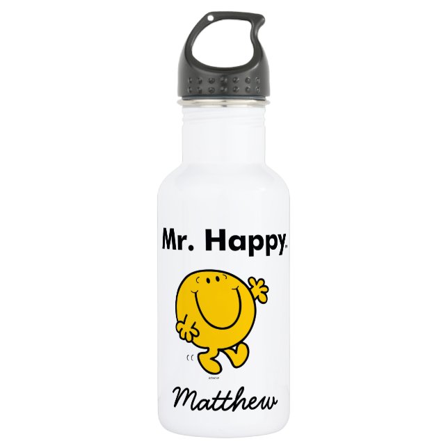 Mr. Men | Mr. Happy Is Always Happy Stainless Steel Water Bottle (Front)