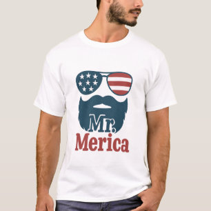 Mr. 'Merica Patriotic Beard & Shades For Him T-Shirt