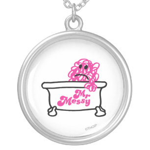 Mr. Messy Bathtub Logo Silver Plated Necklace