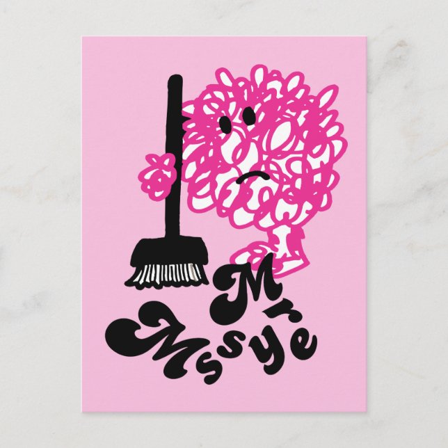 Mr. Messy | Broom & Name Postcard (Front)