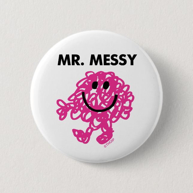 Mr. Messy | Classic Pose Pinback Button (Front)