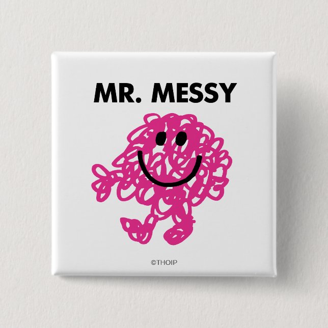 Mr. Messy | Classic Pose Pinback Button (Front)