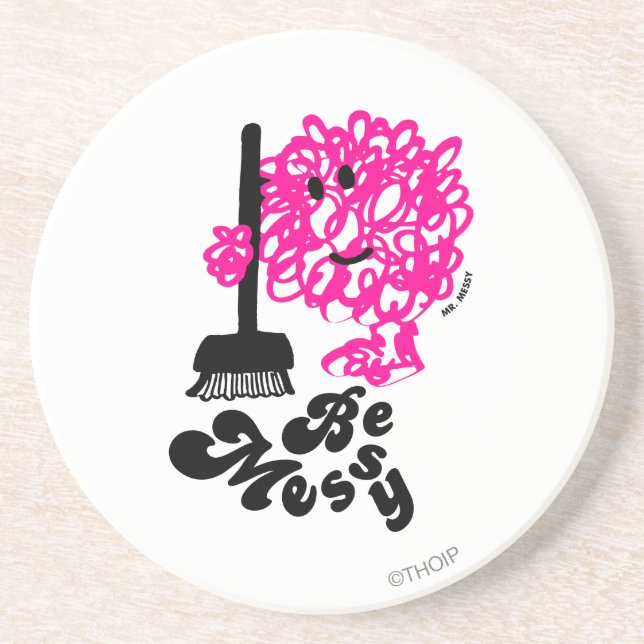 Mr. Messy Cleaning Up Sandstone Coaster (Front)