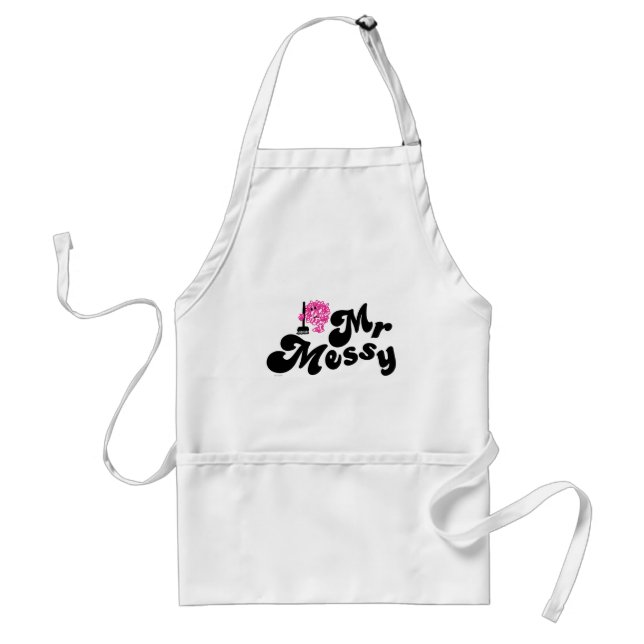 Mr. Messy | Cleaning With Broom Adult Apron (Front)