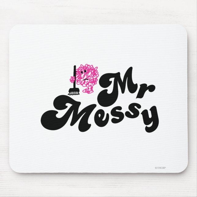 Mr. Messy | Cleaning With Broom Mouse Pad (Front)