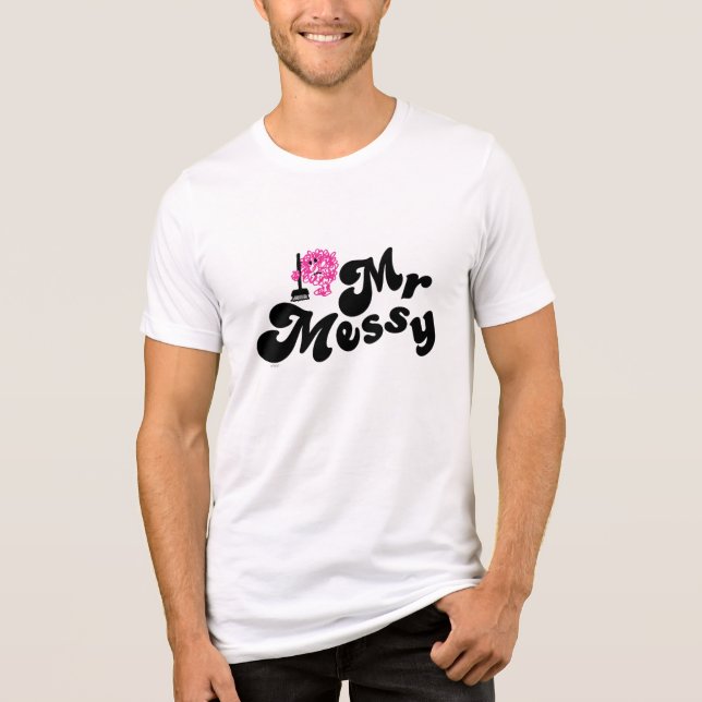 Mr. Messy | Cleaning With Broom Tri-Blend Shirt (Front)