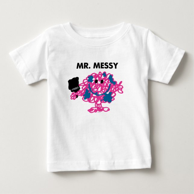Mr. Messy Holding A Paintbrush Baby T-Shirt (Front)