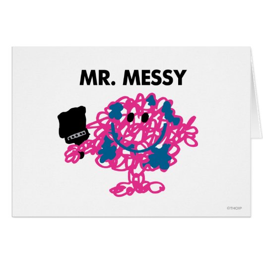 Mr. Messy Holding A Paintbrush Cards (Front Horizontal)