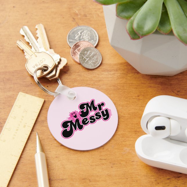 Mr. Messy | Large Black & Pink Letters Keychain (Desk)