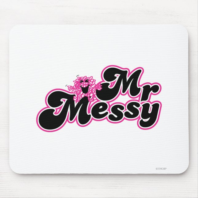Mr. Messy | Large Black & Pink Letters Mouse Pad (Front)