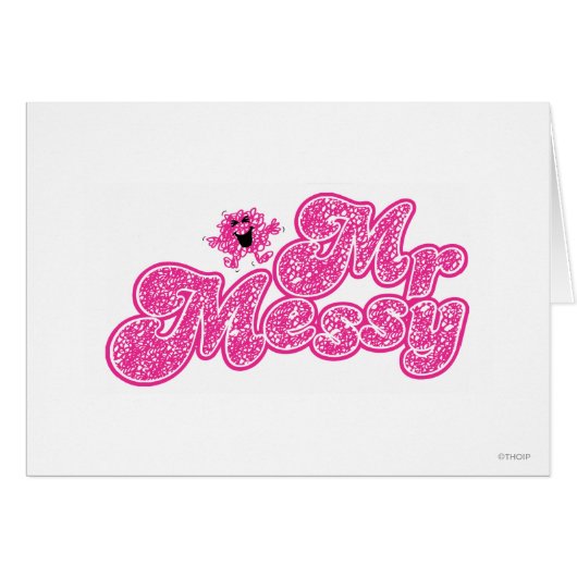 Mr. Messy | Sparkling Pink Name Cards (Front Horizontal)