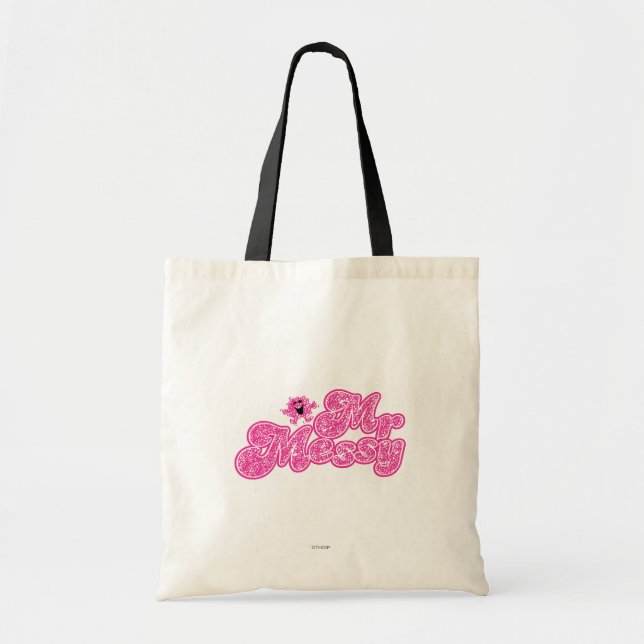Mr. Messy | Sparkling Pink Name Tote Bag (Front)