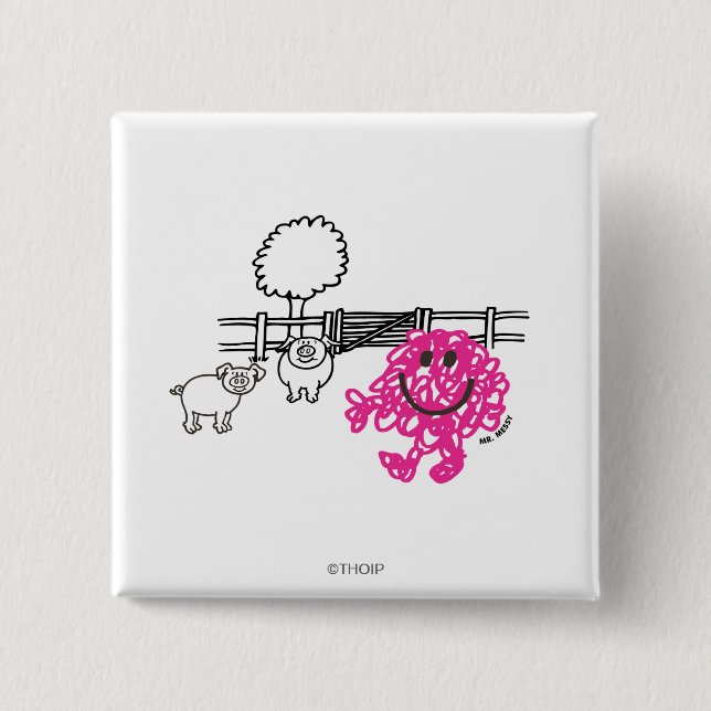 Mr. Messy & Two Pigs Button (Front)