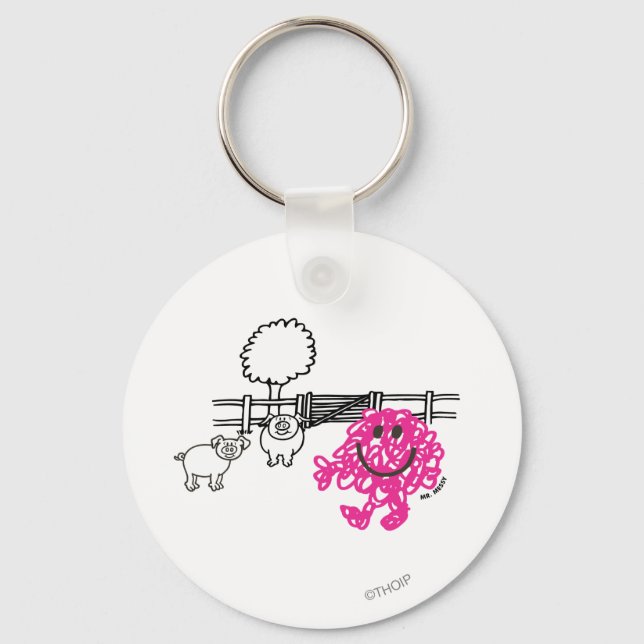 Mr. Messy & Two Pigs Keychain (Front)