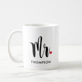 Mr Modern Black Script Personalized Wedding Coffee Mug (Left)