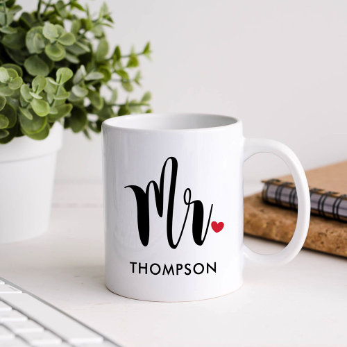 Mr Modern Black Script Personalized Wedding Coffee Mug