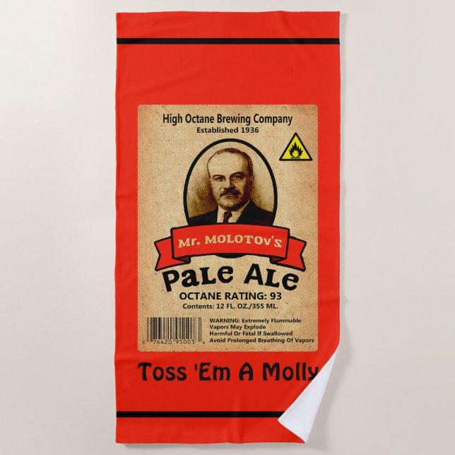 Mr. Molotov's Pale Ale Label Beach Towel (Front)