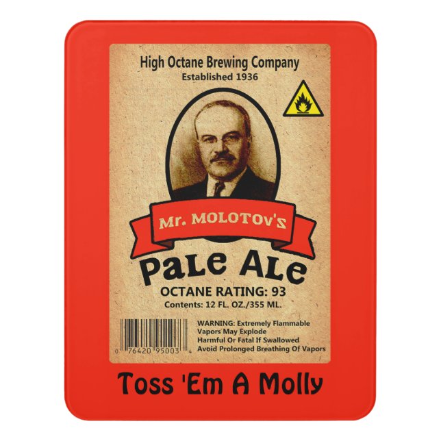 Mr. Molotov's Pale Ale Label Door Sign (Contemporary Vert)