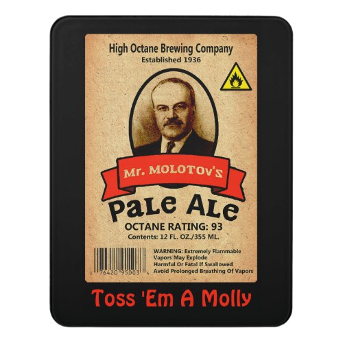 Mr Molotovs Pale Ale Label Door Sign