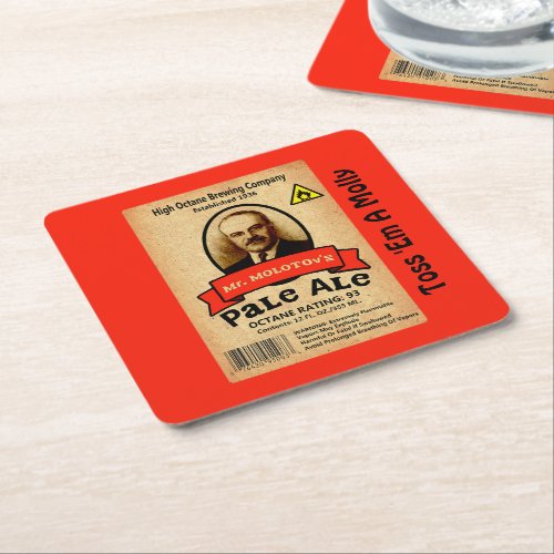 Mr Molotovs Pale Ale Label Square Paper Coaster