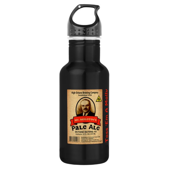 Mr. Molotov's Pale Ale Label Stainless Steel Water Bottle (Front)