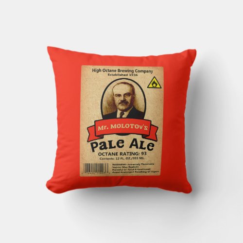 Mr Molotovs Pale Ale Label Throw Pillow